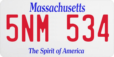 MA license plate 5NM534