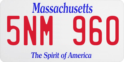 MA license plate 5NM960