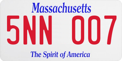 MA license plate 5NN007