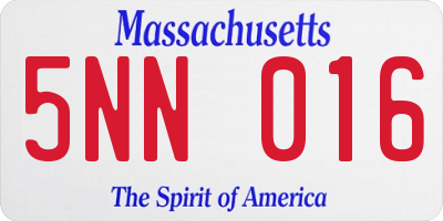 MA license plate 5NN016