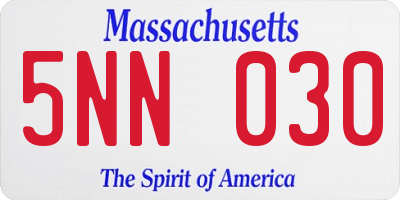 MA license plate 5NN030