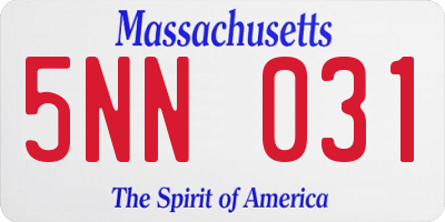 MA license plate 5NN031
