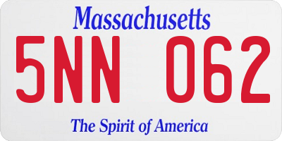 MA license plate 5NN062