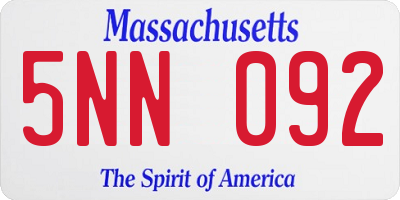 MA license plate 5NN092