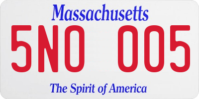 MA license plate 5NO005