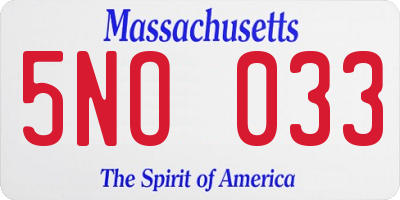 MA license plate 5NO033