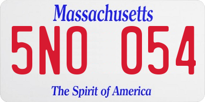 MA license plate 5NO054