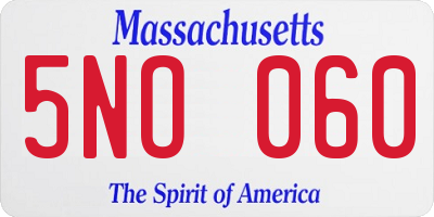 MA license plate 5NO060