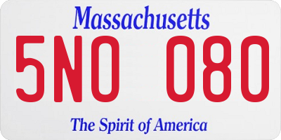 MA license plate 5NO080