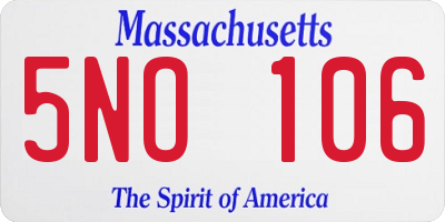 MA license plate 5NO106