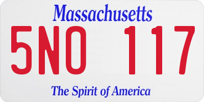 MA license plate 5NO117