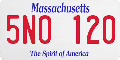 MA license plate 5NO120