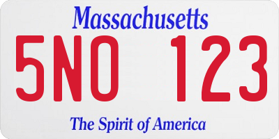 MA license plate 5NO123