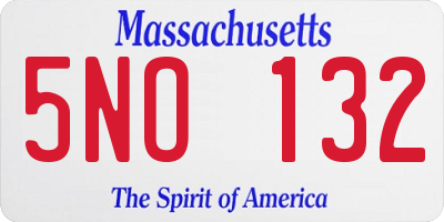 MA license plate 5NO132