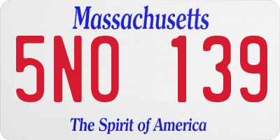 MA license plate 5NO139