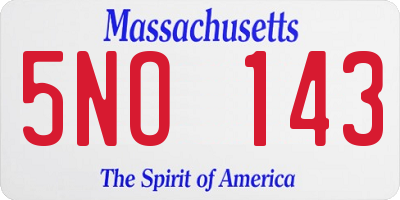 MA license plate 5NO143