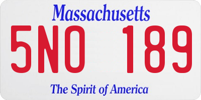 MA license plate 5NO189