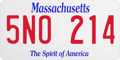 MA license plate 5NO214