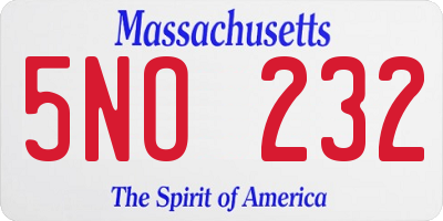 MA license plate 5NO232