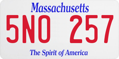 MA license plate 5NO257