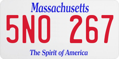 MA license plate 5NO267