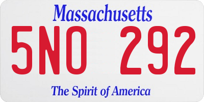 MA license plate 5NO292