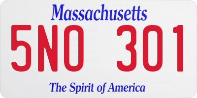 MA license plate 5NO301