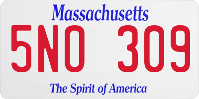 MA license plate 5NO309