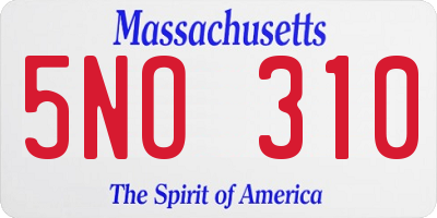 MA license plate 5NO310