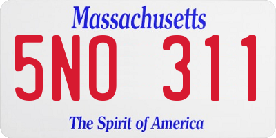 MA license plate 5NO311