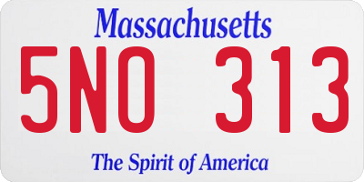 MA license plate 5NO313