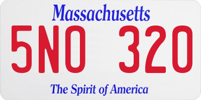 MA license plate 5NO320