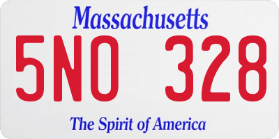 MA license plate 5NO328
