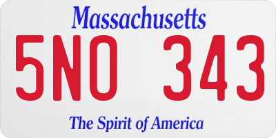 MA license plate 5NO343