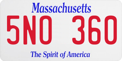 MA license plate 5NO360