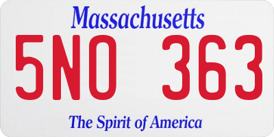MA license plate 5NO363