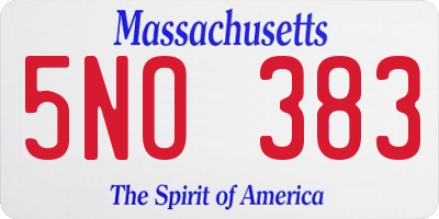 MA license plate 5NO383