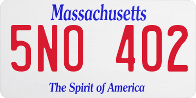 MA license plate 5NO402