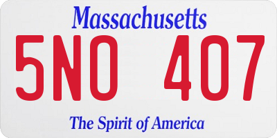MA license plate 5NO407