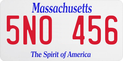 MA license plate 5NO456