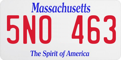 MA license plate 5NO463