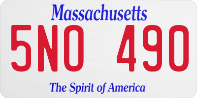 MA license plate 5NO490