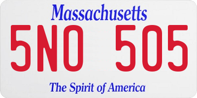 MA license plate 5NO505