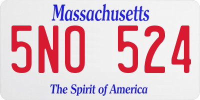 MA license plate 5NO524