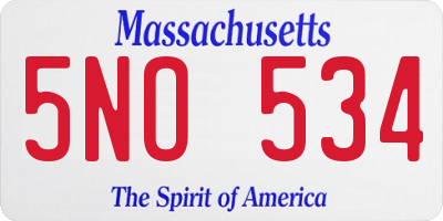 MA license plate 5NO534