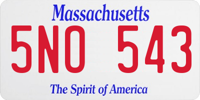 MA license plate 5NO543