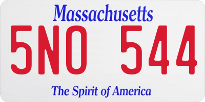 MA license plate 5NO544
