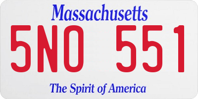 MA license plate 5NO551