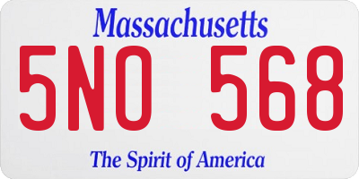 MA license plate 5NO568