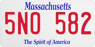 MA license plate 5NO582